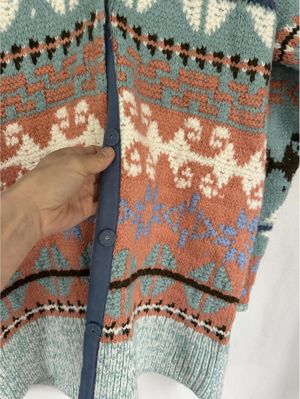 Sundance Knit blue pink Patterned western Cardigan jacket - Picture 4 of 6